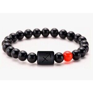 Sagittarius Onyx Beaded Stretch Bracelet - Fire Element - Natural Healing Stone
